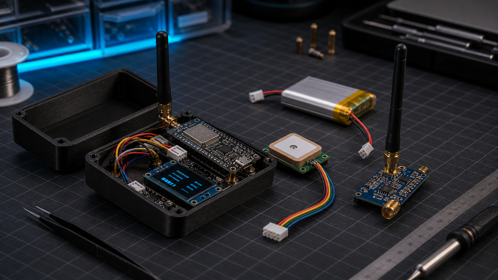 GPS-трекер на ESP32 с LoRa-модулем, OLED-дисплеем и батареей